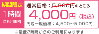 期間限定!1時間4,000円